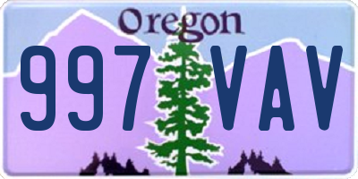 OR license plate 997VAV