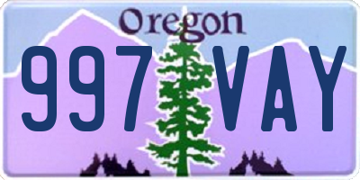 OR license plate 997VAY