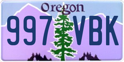 OR license plate 997VBK