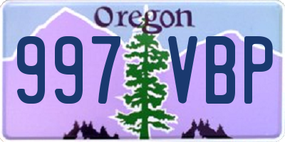 OR license plate 997VBP