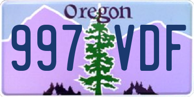 OR license plate 997VDF