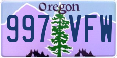 OR license plate 997VFW