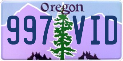 OR license plate 997VID