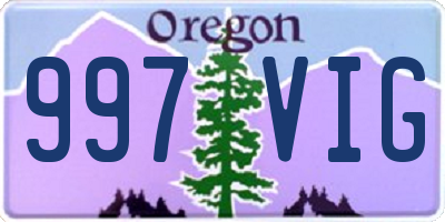 OR license plate 997VIG
