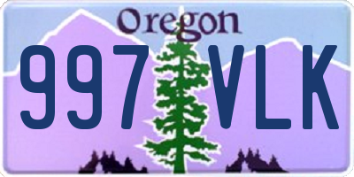 OR license plate 997VLK