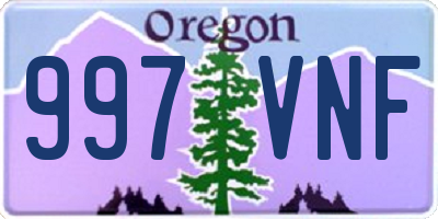 OR license plate 997VNF