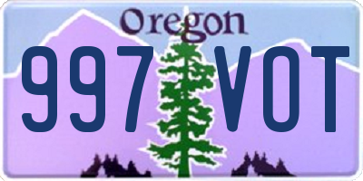 OR license plate 997VOT