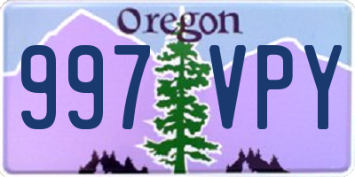 OR license plate 997VPY