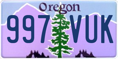 OR license plate 997VUK