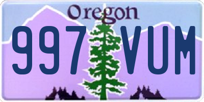 OR license plate 997VUM