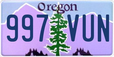 OR license plate 997VUN