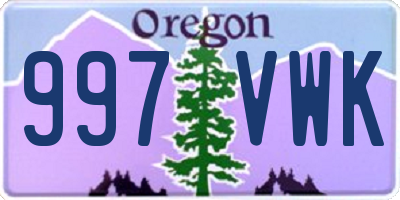 OR license plate 997VWK