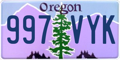 OR license plate 997VYK