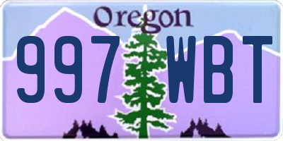 OR license plate 997WBT
