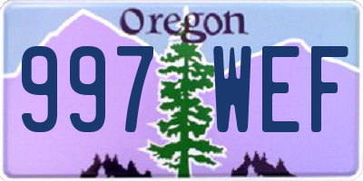 OR license plate 997WEF