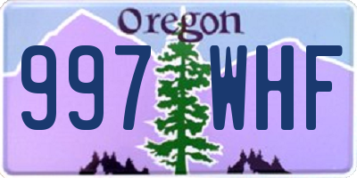 OR license plate 997WHF