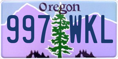 OR license plate 997WKL