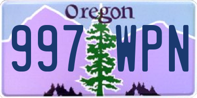 OR license plate 997WPN