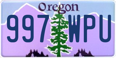 OR license plate 997WPU