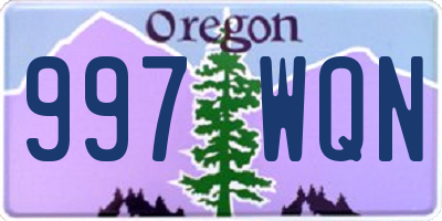 OR license plate 997WQN
