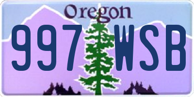 OR license plate 997WSB