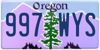 OR license plate 997WYS