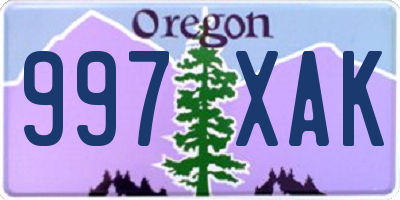 OR license plate 997XAK