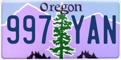 OR license plate 997YAN