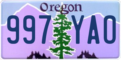 OR license plate 997YAO