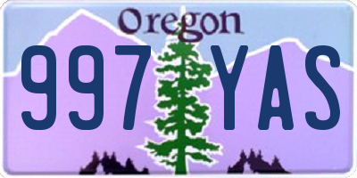 OR license plate 997YAS