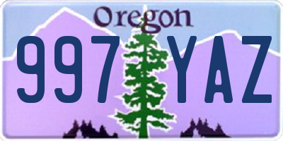 OR license plate 997YAZ