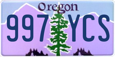 OR license plate 997YCS