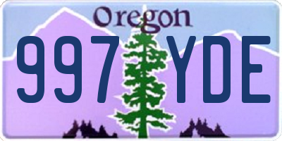 OR license plate 997YDE