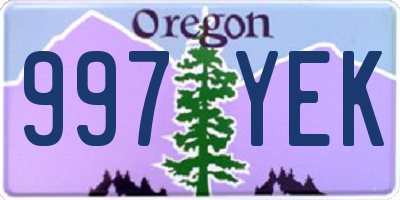 OR license plate 997YEK