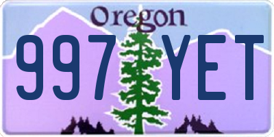 OR license plate 997YET