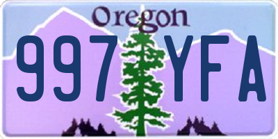 OR license plate 997YFA