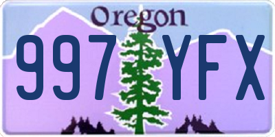 OR license plate 997YFX