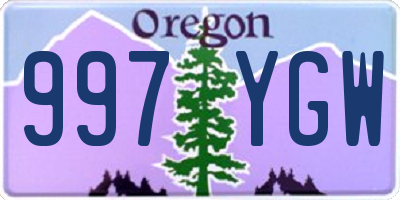 OR license plate 997YGW