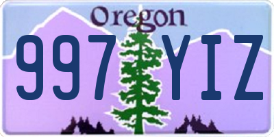 OR license plate 997YIZ