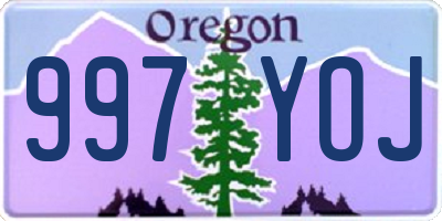 OR license plate 997YOJ