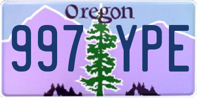 OR license plate 997YPE