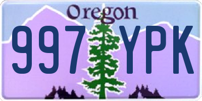 OR license plate 997YPK