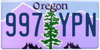 OR license plate 997YPN
