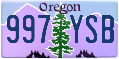 OR license plate 997YSB