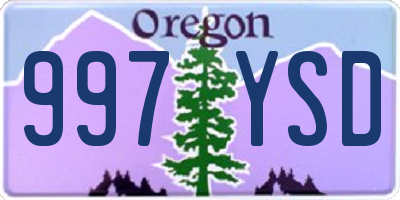 OR license plate 997YSD