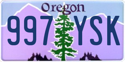 OR license plate 997YSK