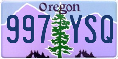 OR license plate 997YSQ