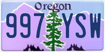 OR license plate 997YSW