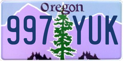 OR license plate 997YUK