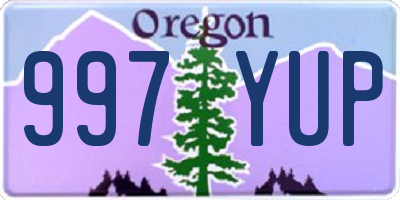 OR license plate 997YUP